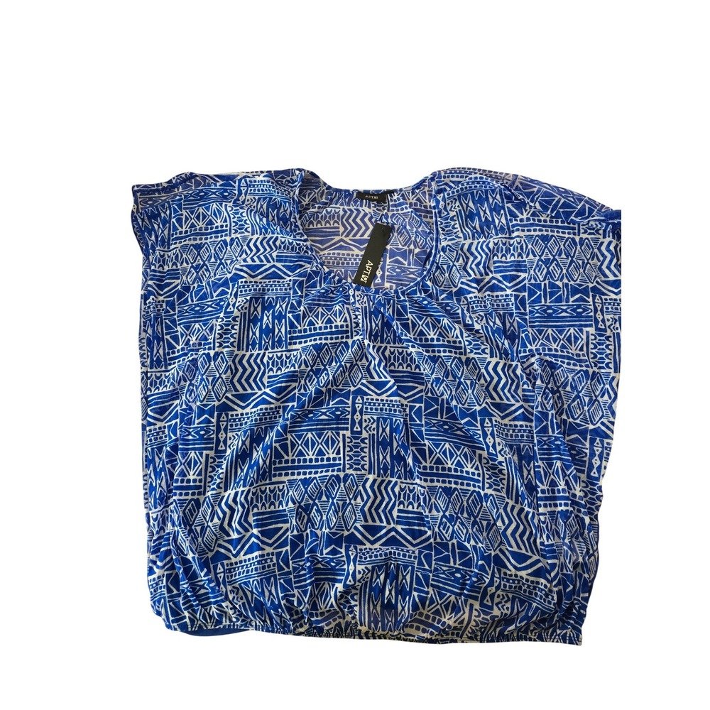 Apt 9 Womens XL Blue‎ White Geometric Layered Bubble Hem Blouse with Camisole